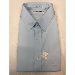 Excello Long Sleeve Disco Dress Shirt Blue Silken Touch Vintage Size 17.5 34 NWT